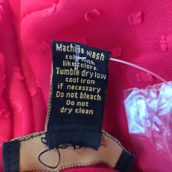 NWT Red Textured Dress SZ L JAPNA FLOWY Chiffon Cruise BOHO Swing Ruffle Large - Picture 13 of 16